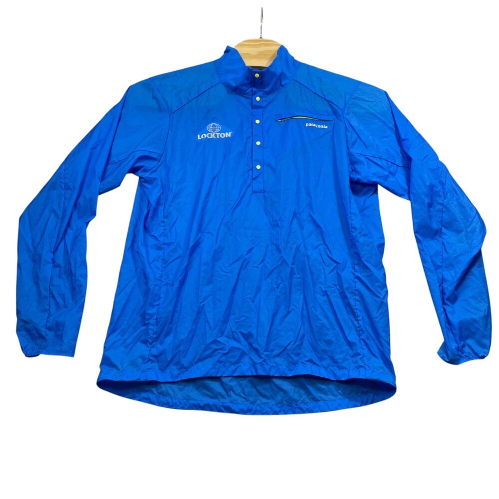 Patagonia XL Men's Blue Light Rain Coat 1/4 Snap Long Sleeve Nylon SEE DESC